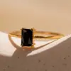 Joyería Jiuqin Temu Comercio Electrónico Transfronterizo Venta Caliente Cuadrado Verde Multicolor Circonita Anillo para Mujer Joyería de Boda