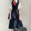 Falda Básica de Enfermería Estilo Academia, Falda Cardigan, Vestido sin Mangas, Uniforme JK Japonés, Conjunto de Uniforme Escolar de Manga Larga y Corta