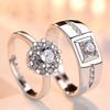 Anillo Clásico de Plata para Pareja Abierto con Diamante Forma de Capullo Floreciente para Hombre y Mujer Anillo de Par Boda Estudiante Moda OL Anillo de Compromiso