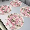 Venda Quente de E-commerce Transfronteiriço Jogos Americanos Redondos de Linho, Impressão Digital de Alta Definição Estilo Vintage para Decoração de Mesa do Dia a Dia