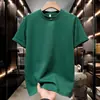 Estação Europeia 2025 Verão Nova Camiseta de Manga Curta Slim Fit Gola Redonda Masculina Decoração de Metal Camisa Base Camisa de Meia Manga