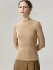 Suéter de cuello semi-alto 100% cachemir puro para mujer, corte ajustado, color liso, de punto de manga larga, nuevo estilo otoño e invierno