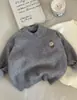 Suéter Grueso de Forro Polar para Niños Invierno 2026 Suéter de Punto Cálido para Niños Cuello Redondo Capa Base para Niños