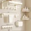 Toallero de Aluminio Espacial Perforado Estilo Crema Toallero de Baño Estante de Baño Colgador Juego de Cinco Piezas para Inodoro