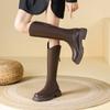 Outono 2022novas botas altas salto grosso plataforma Botas Martin joelho menina gordinha alargadas longas botas de Cavaleiro para mulheres