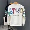 Sudadera con Estampado de Marca de Moda Estilo Americano Nueva para Primavera y Otoño Camiseta Casual de Manga Larga Moderna y Atractiva para Hombre