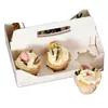 Caixa Transparente Personalizada para Cupcakes 4 Peças 6 Peças Suporte Pequeno para Copos de Bolo Sacola Caixa de Embalagem para Assar Muffin Tarte