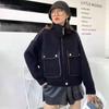 Exportación de comercio exterior otoño e invierno nuevo abrigo corto estudiantes casual cárdigan suelto cremallera moda costura todo fósforo explosiones