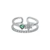 Anillo de Moda Asimétrico Ajustable de Doble Capa con Circonita Microincrustada de Cobre 18K Versátil Transfronterizo Más Vendido para Mujeres