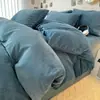 Conjunto de Cama de Veludo Leite Quatro Peças Lã Coral Espessa Lã Dupla Face Capa de Edredom de Flanela Lençol de Flanela Conjunto de Três Peças Estilo Inverno