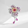 Broche de mariposa roja brillante de alta gama con forma de amor, accesorios de lujo, ramillete de flores de cristal exquisito.
