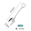 Colher de sopa de aço inoxidável 304, colher de mistura com cabo longo, criativa, fofa, ocidental, para crianças, colher redonda, colher pequena