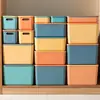 Caja de Almacenamiento con Contraste de Color Morandi para Snacks, Ropa, Artículos Varios, Organizador Doméstico, Cocina, Condimentos, Cesta de Almacenamiento de Plástico con Tapa