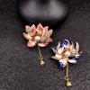 Broche de Lótus pingando óleo corsage de Pérola nicho de alta qualidade alfinete de joia médio-antigo esmalte vintage para roupas femininas