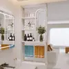 Tela Meia-Parede de Banheiro Estilo Cream de Luxo Leve com Divisória de Vidro Ondulado para Áreas Úmidas e Secas, Prateleira para Lavatório