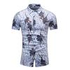 2026 Verão Novo Amazon Masculina Tamanho Plus Manga Curta Camisa Estilo Coreano Floral Slim Fit Lapela Casual