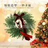 Guirlanda de Natal com Laço e Sino de Agulhas de Pinheiro Artificiais e Folhas de Cipreste da Amazon, Decoração de Porta para Feriados Puramente Feita à Mão