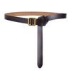 Cinturón de cuero genuino con nudo y hebilla de piel de vaca para mujer, fino y moderno, decorativo y combinable.