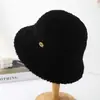 Chapéu de Pescador Simples Estilo Japonês de Pele de Cordeiro Chapéu de Balde Peludo de Inverno para Mulheres Chapéu de Bacia Cor Sólida Chapéu de Moda Quente Tendência