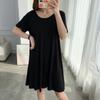 Vestido Verão Novo 2024 Estilo Coreano Modal Tamanho Grande Comprimento Médio Solto Interno Manga Curta Saia para Usar por Baixo