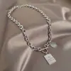 Collar Redondo Cuadrado con Letra de Moda para Hombres y Mujeres, Acero de Titanio de Verano que No se Desvanece, Cadena Colgante Personalizada Simple Hip-Hop Grabada