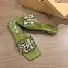 Primer Encuentro Jifa Zapatillas de Tacón Bajo Francesas para Mujer Verano Ropa de Exterior 2026 Nuevo Estilo con Faldas Sentido de Alta Gama Zapatillas Planas con Pedrería