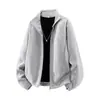 Chamarra de polar para hombre, nuevo estilo primavera y otoño, corte holgado, cuello alto, prenda superior cálida y versátil, sudadera cárdigan casual