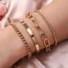 Pulseira Simples de Corrente Grossa Dourada Transfronteiriça Europeia e Americana Conjunto de Pulseiras da Moda Estilo Frio Conjunto de 4 Peças Atacado