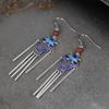 Pendientes de plata de ley 925 con diseño retro de cloisonné, estilo nacional, con esmalte y temperamento femenino, al por mayor.