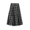 Falda Larga Irregular a Cuadros Adelgazante de Cintura Alta Retro Oufan Nueva Suelta para Mujer 11115