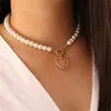 Collar Retro de Bola Colgante con Hebilla Ot Nuevo Producto Transfronterizo Europeo y Americano Cadena para Clavícula de Moda para Mujer Ins