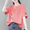 Ropa de maternidad de comercio exterior transfronterizo, camiseta de manga corta de sobreproducción para mujer, corte holgado, talla grande, adelgazante, que disimula el abdomen, top moderno estilo coreano