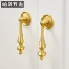 Novo Pingente Estilo Chinês Retrô Maçaneta de Gaveta de Latão Sólido, Puxador de Anel Dourado Antigo de Furo Único para Armário e Porta de Guarda-Roupa
