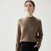 Moda Francesa Encaje Hueco Cachemira para Mujer Dobladillo Enrollado Cuello Alto Simple Holgado Suave Para Viajar Capa Interior Prendas de Punto