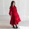 Outono e inverno de 2024 novo vestido de estilo estrangeiro para meninas grandes moda coreana vestido de manga comprida infantil