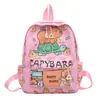 Mochila Escolar Infantil Kapibala Estampada Fofa Grande Capacidade Leve Mochila Literária para Menina do Ensino Fundamental Venda por Atacado
