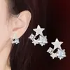 Brincos de Estrela Estilo Coreano Cravejados com Diamante de Estrela de Cinco Pontas Brincos Simples Pequenos e Estilo Cool Zircônia Brincos Super Brilhantes