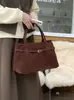 Bolso de Mano Grande de Terciopelo Escarchado Retro de Moda para Mujer 2025 Otoño e Invierno Nuevo Bolso Grande Casual Simple