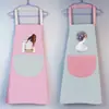 Delantal de Cocina Impermeable y a Prueba de Aceite con Dibujos Animados para Hombres y Mujeres, Ropa de Trabajo, Delantal Limpiable a Mano, Modelo de Pareja Anti-Manchas de Aceite