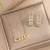 [Conjunto] Brincos e Conjunto de Colar de Luxo Leve de Alta Qualidade, Zircônio Completo, Indústria Pesada, Cobre Galvanizado a Ouro Real, Micro-Embutidos