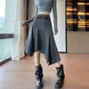Falda Midi de Mezclilla Irregular para Mujer Otoño Estilo Vintage Old Money Chica Popular Retro Cintura Alta Adelgazante Falda de Paraguas Línea A