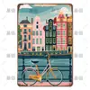 Letrero de Lata Decorativo de Paisajes de Viajes Retro Europeos y Americanos Transfronterizos, Letreros Metálicos de Monumentos de Ciudades Antiguas Famosas de Varios Países