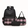 Mochila de cuadros de gran capacidad estilo coreano para estudiantes de secundaria y preparatoria, Mochila estilo Harajuku para viajes cortos
