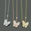 Joias de ouro asiáticas atacado letras VC borboleta colar cravejado de diamantes completo conjunto de colar borboleta com diamante para senhoras comércio exterior
