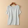 Top de Verano Seco y Transpirable de Hilo de Papel Japonés Tejido sin Costuras con Cuello de Borde Enrollado H061110