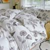 Conjunto de Quatro Peças para Cama de Tecido Grosso Antigo, Lençóis de Cama 100% Algodão, Capa de Edredom, Lençóis de Elástico, Conjunto de Três Peças de Capa de Edredom de Verão