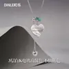 Collar turquesa en forma de corazón estilo coreano con un diseño único, cadena ajustable para la clavícula, lujo ligero, no se decolora, joyería estilo ins