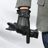 Guantes de Piel Genuina de Cabra para Hombre Otoño e Invierno Clásicos Calientes Acolchados de Terciopelo Viento Cruzado Impermeables Cachemira