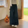 Jeans de Pierna Ancha de Terciopelo Retro Plus Talla Grande para Mujer 2026 Nuevo Otoño Pantalones Adelgazantes para Figuras de Pera Talla Grande