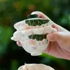 Taza de Cerámica Blanca de Mineral de Roca con Tapa para Una Persona para Beber Equipo de Camping al Aire Libre Taza de Té Portátil Taza Rápida Set de Té de Viaje